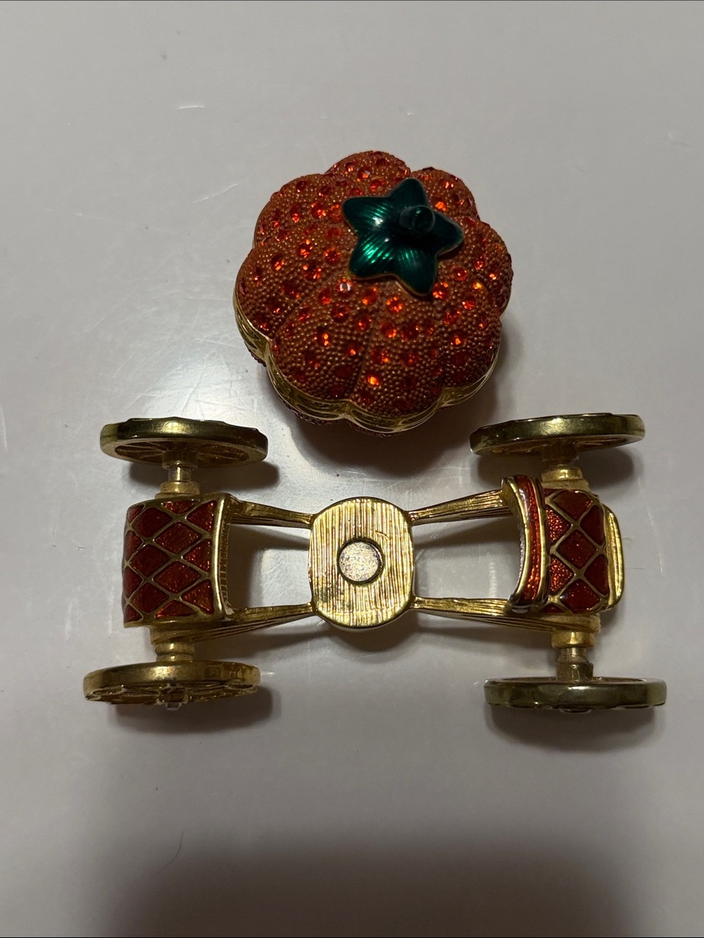 Ornamental Cinderella Pumpkin Carriage Jewelry Trinket Carriage Like New - Picture 7 of 9